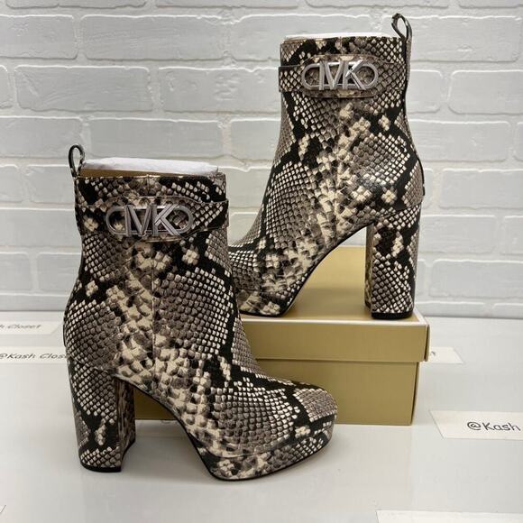 Michael Kors Parker Snake Embossed Faux Leather Platform Boot - Picture 1 of 8